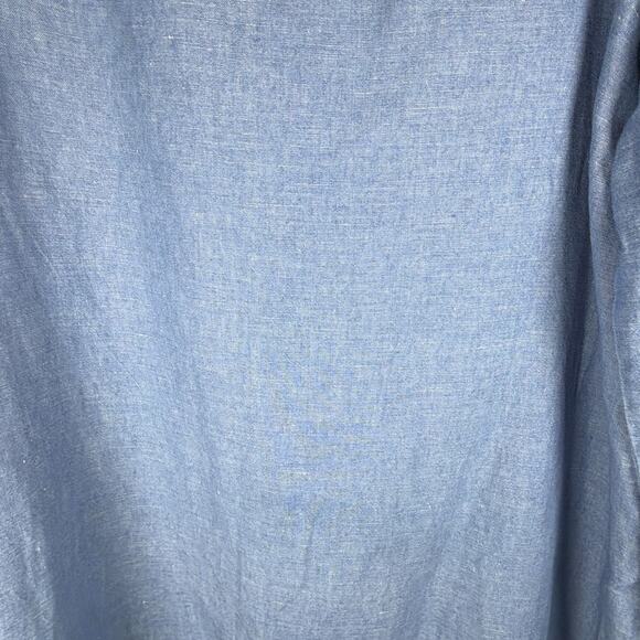 Free People Show Some Shoulder Top Chambray Blue Denim Tie Sleeves Size Small - Picture 2 of 13